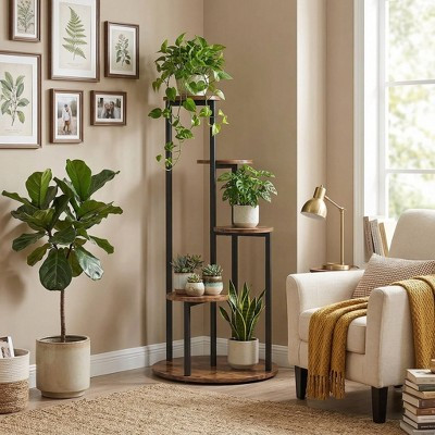 FurnitureR 4-Tier Tall Plant Stand Indoor, Multi-Level Flower Pot Holder with MDF Shelves, Decorative Plant Shelf for Living Room Balcony Garden | Target