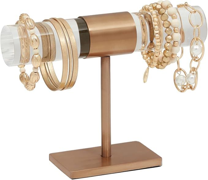 Gold T-Bar Acrylic Jewelry Stand, Acrylic Earring and Bracelet Stand (8 x 6 In) | Amazon (US)