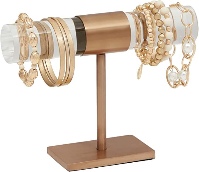 Gold T-Bar Acrylic Jewelry Stand, Acrylic Earring and Bracelet Stand (8 x 6 In) | Amazon (US)
