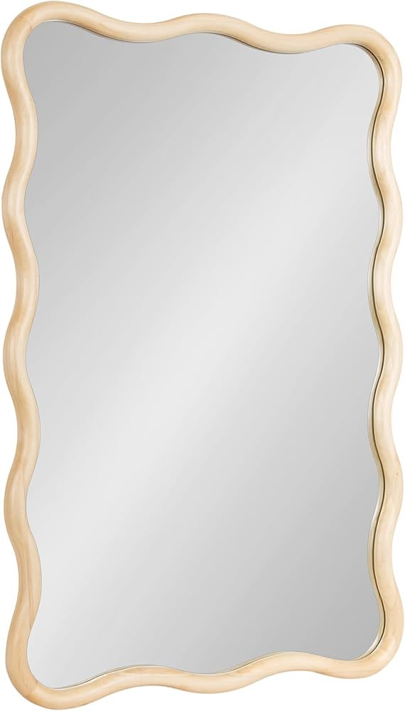 Kate and Laurel Talma Modern Scalloped Rectangle Wall Mirror, 24 x 36, Natural Wood, Rectangular ... | Amazon (US)