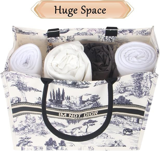 Large-Beach-Bag-Jute-Straw-Bag-Beach-Tote-Burlap-Shoulder-Reusable-Grocery-Shoulder-Handbag for W... | Amazon (US)