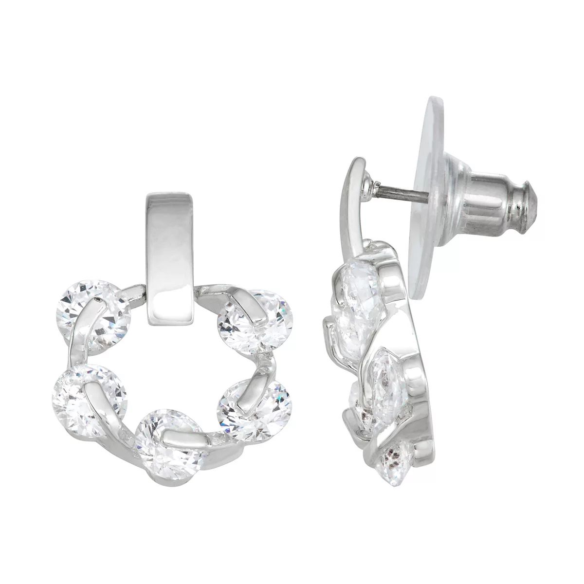 Napier Silver Tone & Simulated Crystal Doorknocker Earrings | Kohl's