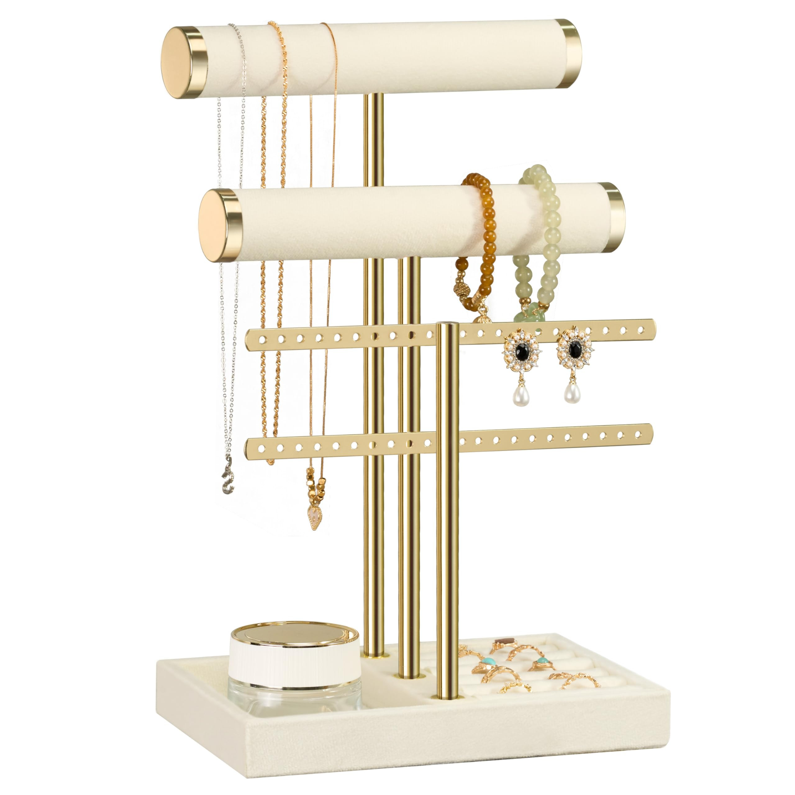 3 Tier Bracelet Holder Display - Detachable T Bar Beige Velvet Bracelet Holder, Jewelry Holder Or... | Amazon (US)