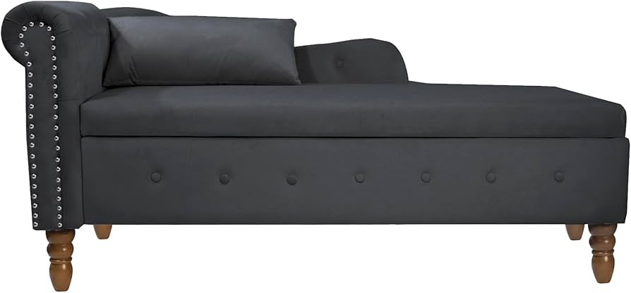 Velvet Chaise Lounge Indoor with Storage, Button Tufted Chaise Chair with Lumbar Pillow and Rolle... | Amazon (US)