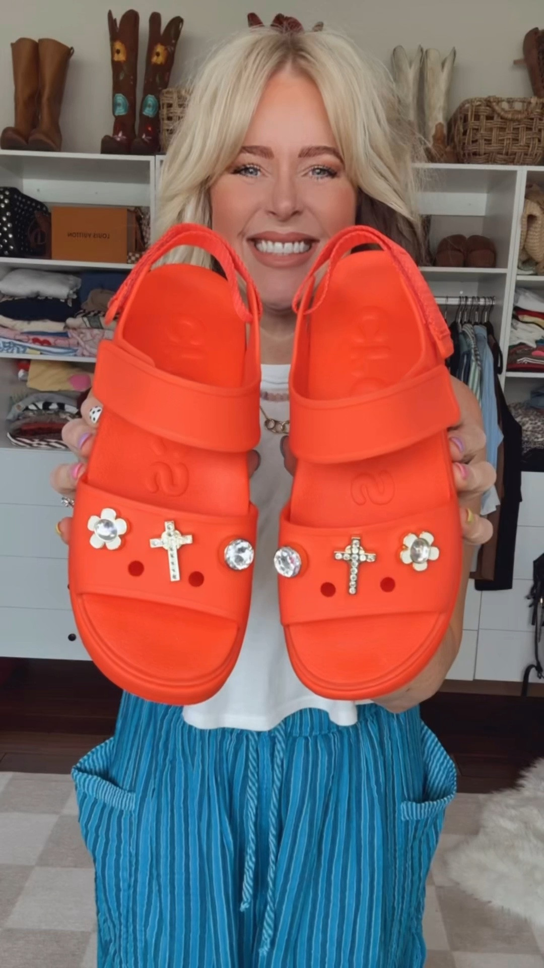 These Crocs are SO CUTE! Love this color and they come in more fun colors too! 
Crocs I size down one 
Tank M
Pants M

#LTKootd #LTKOver40 #LTKSaleAlert