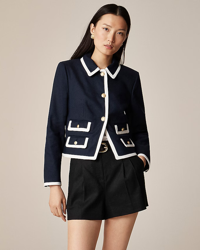 Contrast-trim jacket in stretch linen blend | J. Crew US
