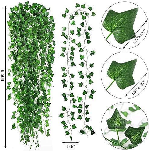 CEWOR 14 Pack 98 Feet Fake Ivy Leaves Artificial Ivy Garland Greenery Garlands Hanging Plant Vine fo | Amazon (US)