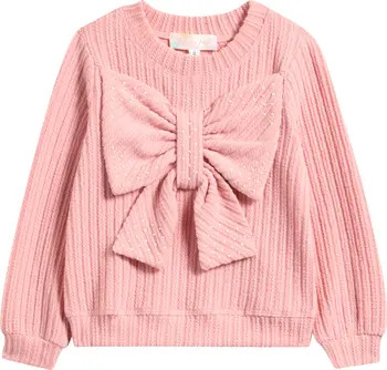 Truly Me Kids' 3D Bow Embellished Cable Knit Sweater | Nordstrom | Nordstrom