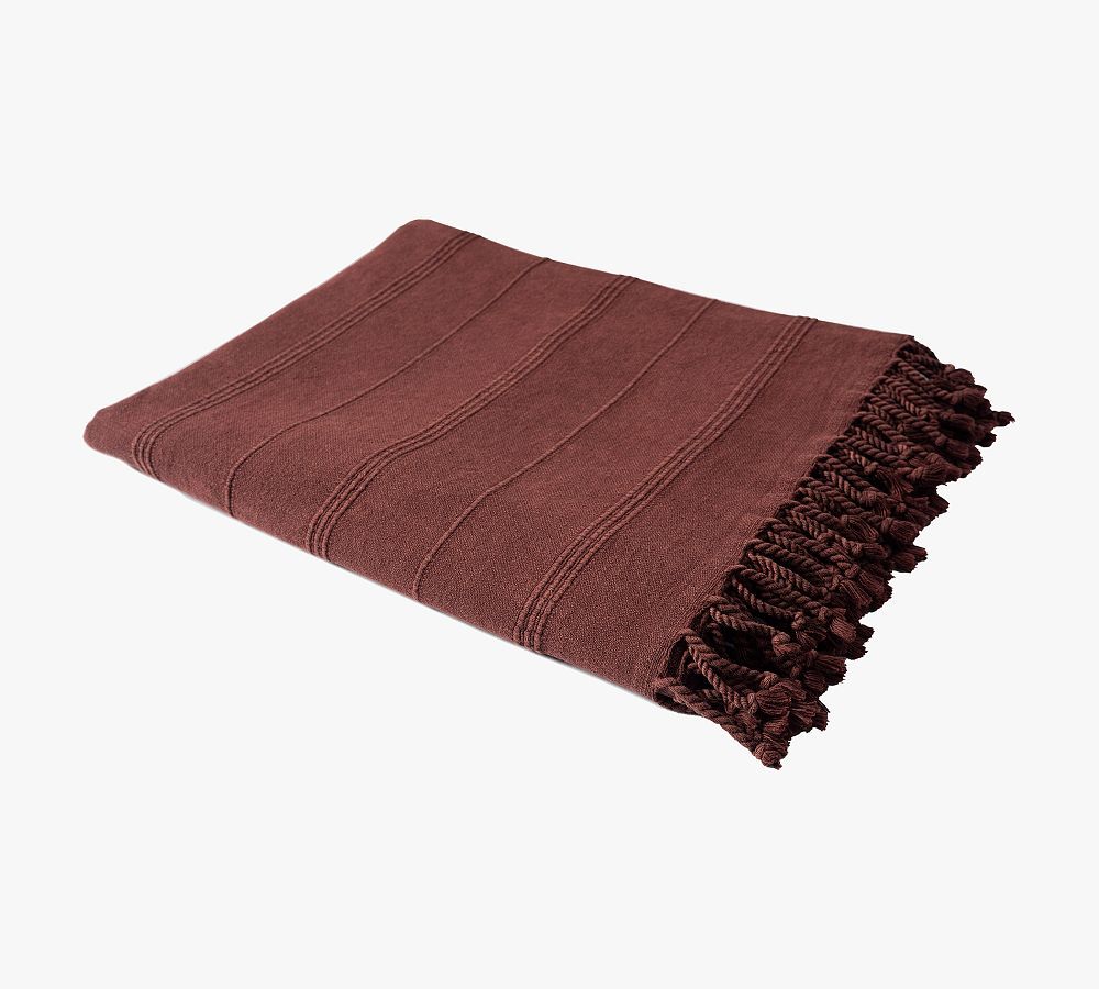 Turkish Cotton Striped Tassel Throw Blanket | Pottery Barn (US)