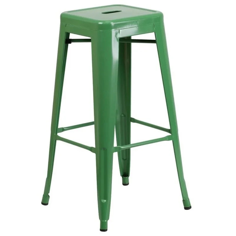 Kingfisher Lane Metal 30'' Backless Bar Stool in Green | Walmart (US)
