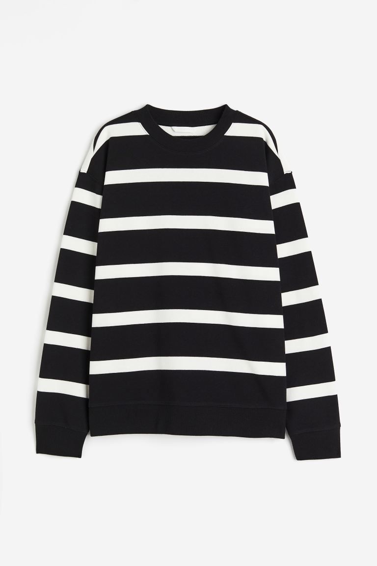 Sweatshirt - Black/striped - Ladies | H&M US | H&M (US + CA)