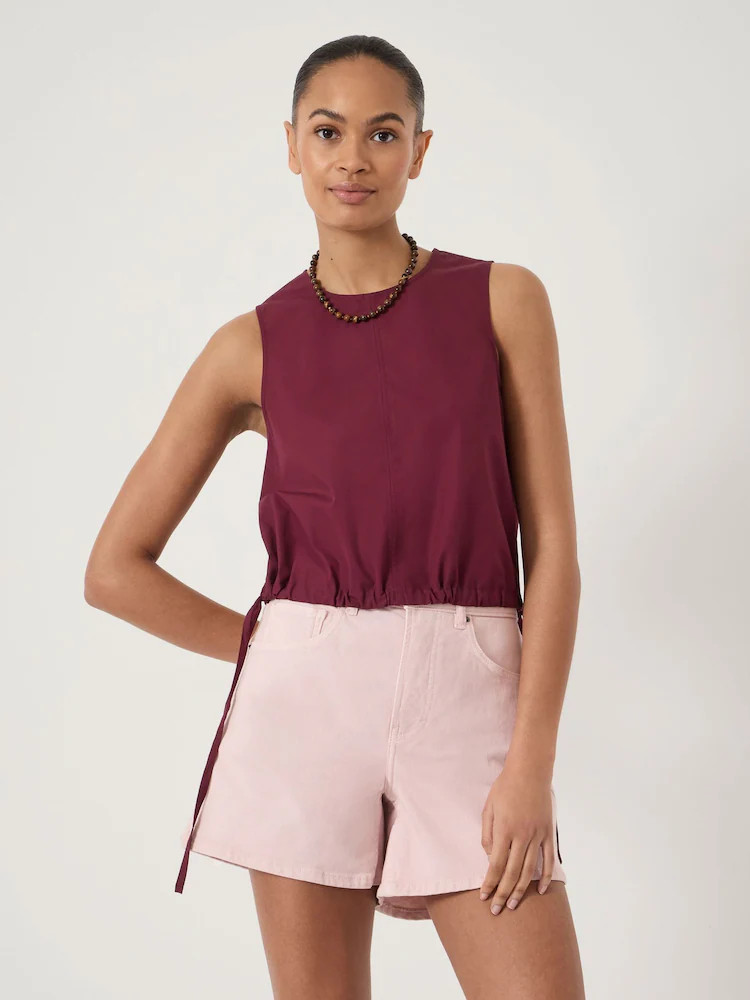 Hush Red Ione V-Neck Cotton Shell Top | Next US