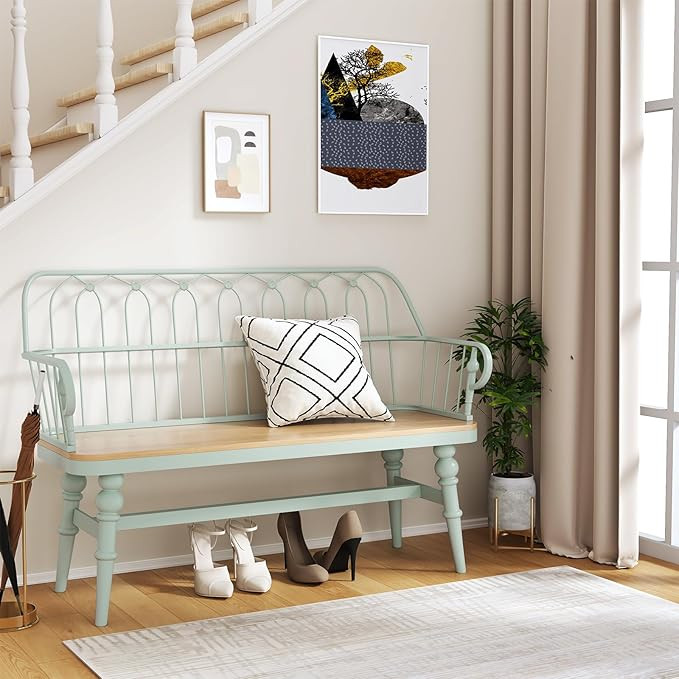 DIBRATY Entryway Bench,Spindle Back Wooden Dinning Bench, Farmhouse Foyer Bench for Entryway, Liv... | Amazon (US)