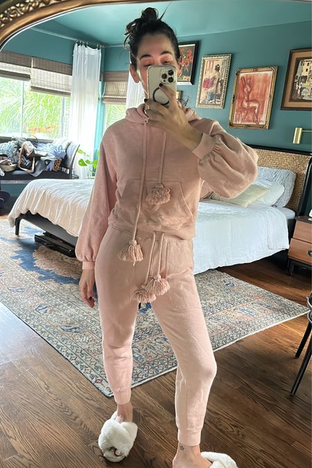 Great sweatsuit for cooler weather. I love the Ulla Johnson set because it’s feminine and pairs well with sneakers for an easy look  