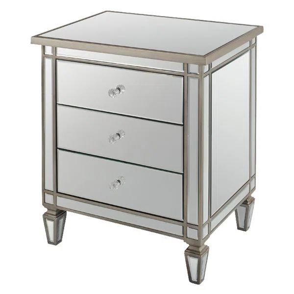Henley 29'' Tall 3 - Drawer Nightstand in Clear/Antique Silver | Wayfair North America