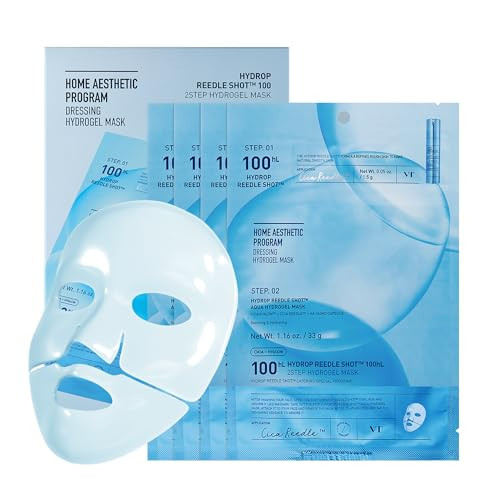 VT COSMETICS Hydrop Reedle Shot 100hl 2-Step Hydrogel Mask(34.5gx4ea), Intensive Hydrating, Exosome Hyaluronic Acid, Dewy & Glass Skin, Overnight Melting Mask, Korean Facial Mask | Amazon (US)