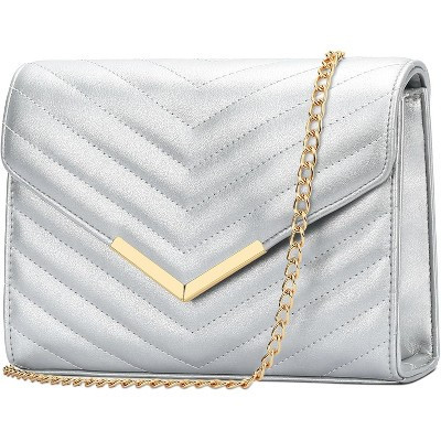 Women Formal Vegan Leather Evening Envelope Clutch Purses and Handbags A-silver 9*2*6.5 | Target