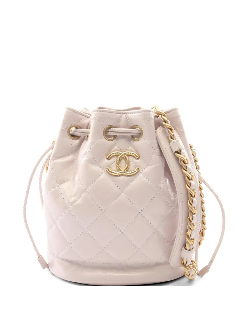 CHANEL Pre-Owned 2021s Matelassé chain-link bucket bag - Pink | Farfetch Global