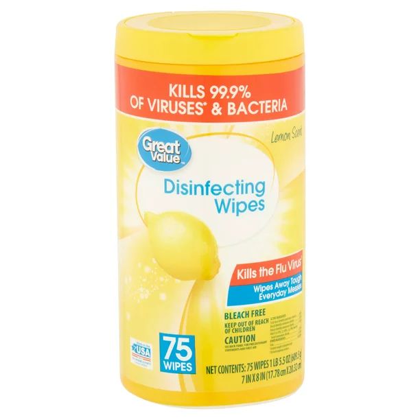 Great Value Lemon Scent Disinfecting Wipes, 75 Count, 1 Lbs, 5.5 Ounce - Walmart.com | Walmart (US)