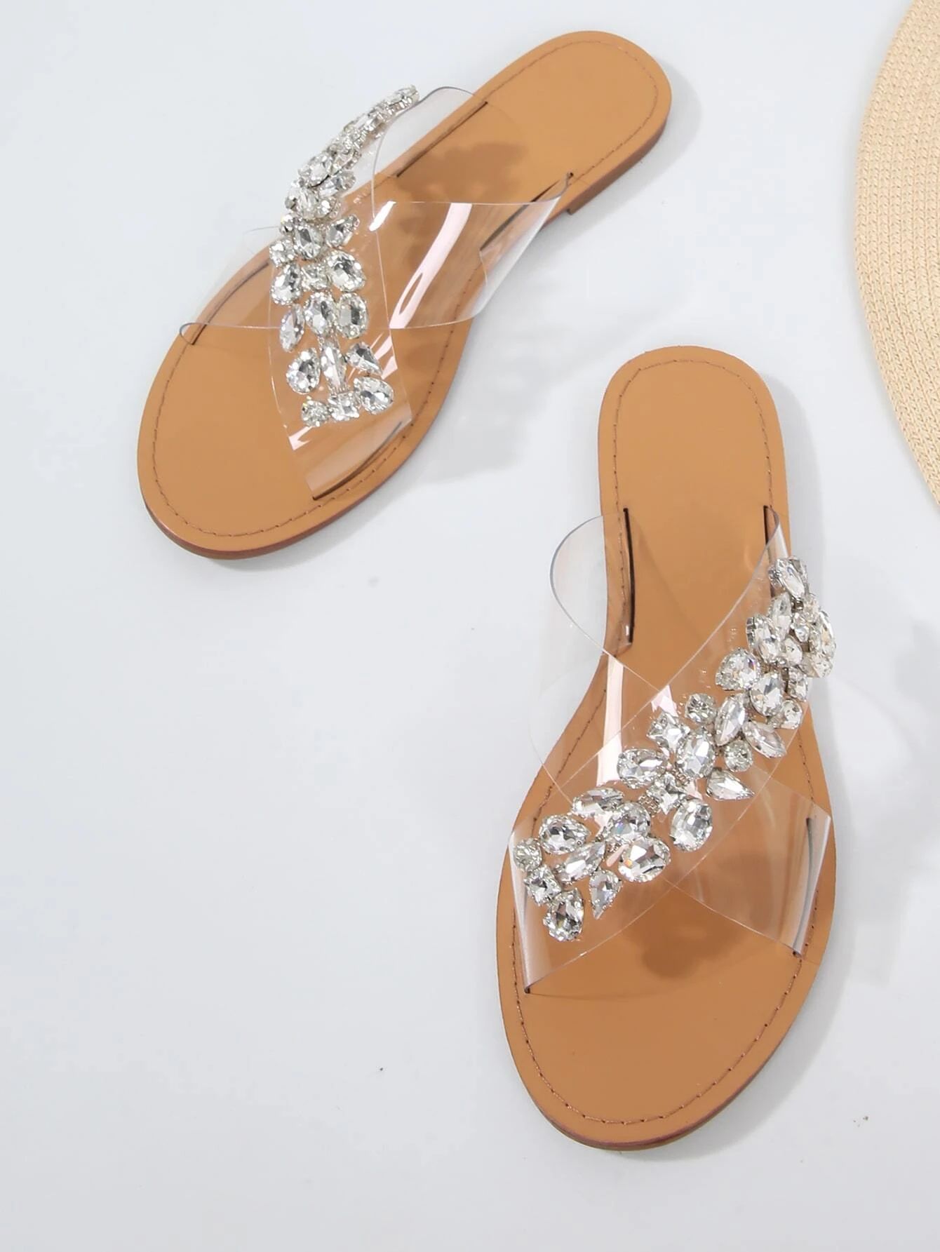 Clear Rhinestone Decor Slide Sandals | SHEIN