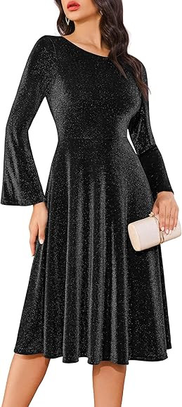 Berylove Partykleid Damen | Silvester Kleid Langarm| Glitzerkleid | Kleid Weihnachten | Amazon (DE)