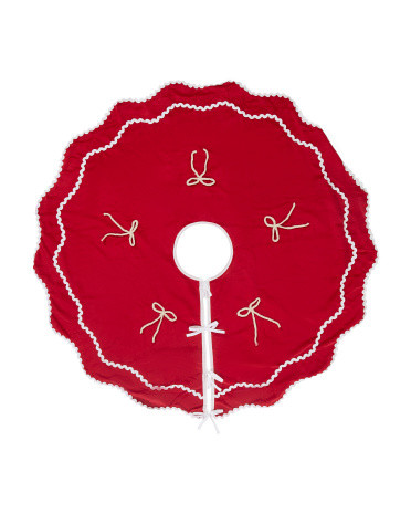 52in Scalloped Ric Rac Trim Tree Skirt With Bows | TJ Maxx