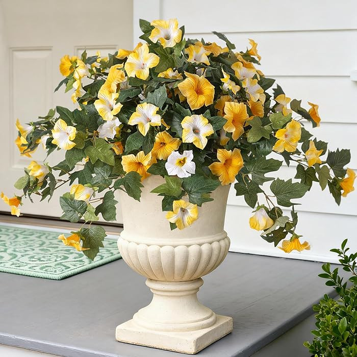 Artificial Fake Petunia Flowers for Outdoor Decoration, 2PCS Faux Silk Petunias Flower for Spring... | Amazon (US)