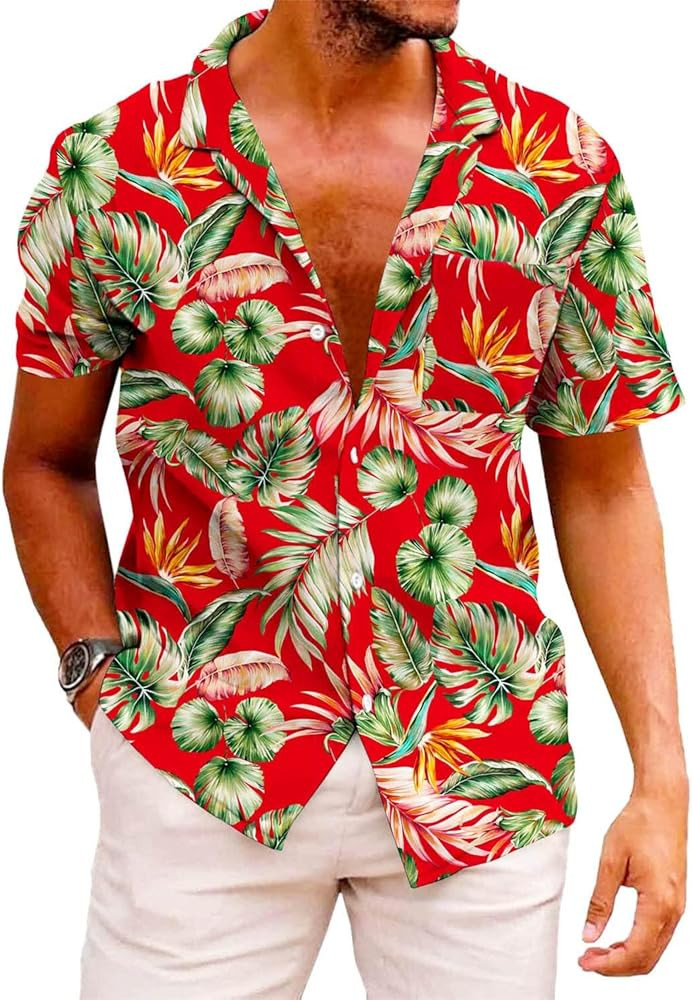 KYKU Funky Hawaiian Shirt for Men Palm Beach Shirts Tropical Vacation Clothes | Amazon (US)