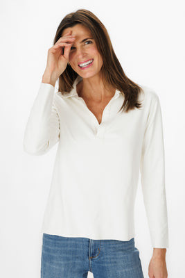 Shea Polo in White Suede | Duffield Lane