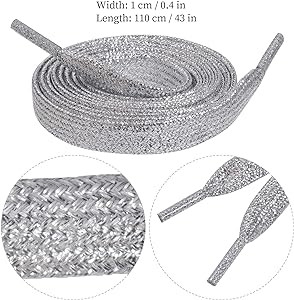 Marrywindix 2 Pairs Glitter Flat Shoelaces 43 Inch Shinny Metallic Shoe Laces for Sneakers Skate ... | Amazon (US)