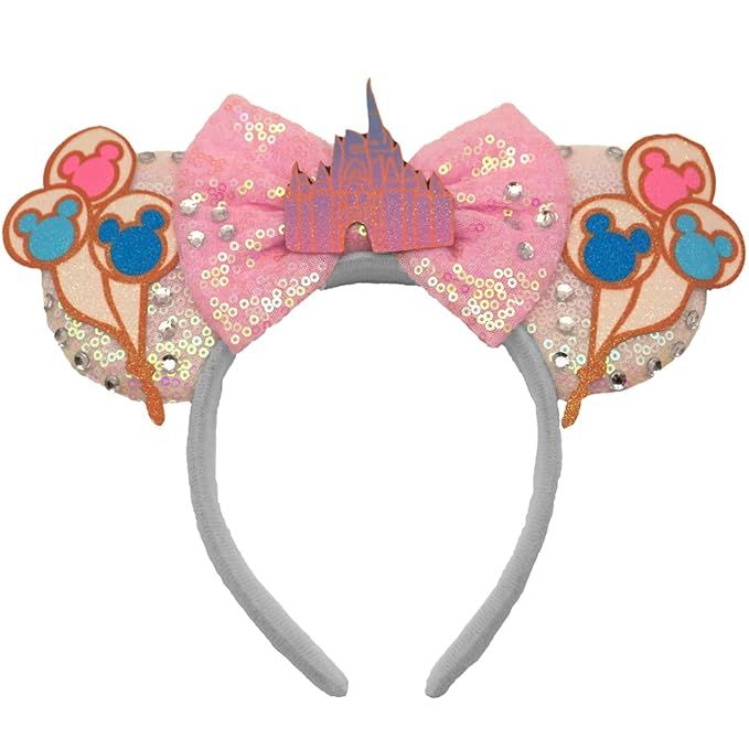 Mouse Ear Headbands, Glitter Castle Bow Ear Hairbands for Women Girls Kids, Cute Birthday Gifts H... | Amazon (US)