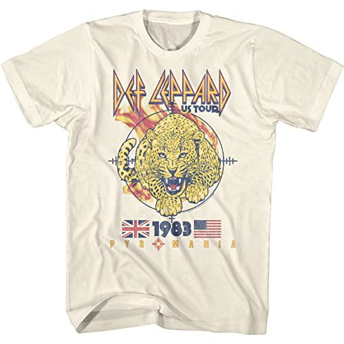 American Classics Def Leppard Rock Band Pyromania '83 US Tour Adult Short Sleeve T-Shirt - XX-Large, Off-White | Amazon (US)