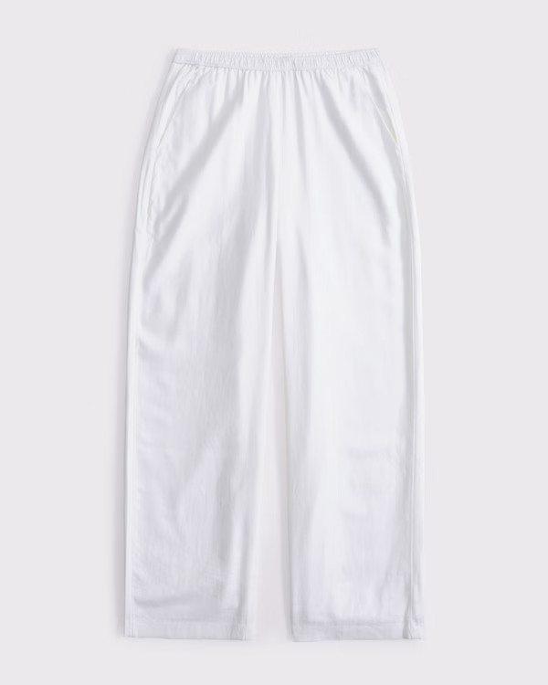 Straight Linen-Blend Pull-On Pant | Abercrombie & Fitch (US)