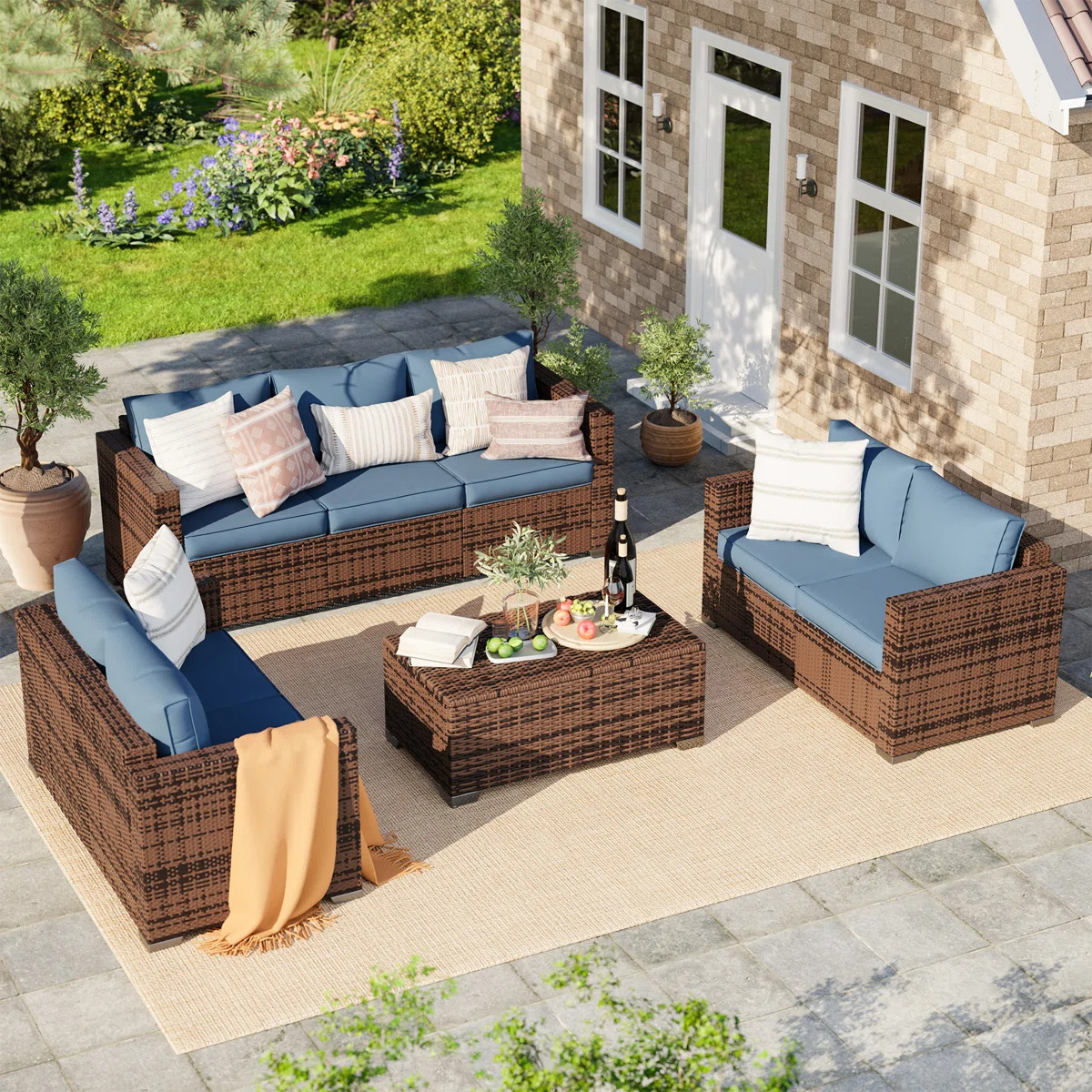 Azoriah Wicker 7 - Person Outdoor Seating Group with Storage | Wayfair North America