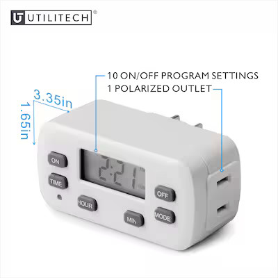 Utilitech 15 -Amps 125-volt Indoor 1 -Outlet Programmable Countdown Digital Lighting Timer | Lowe's