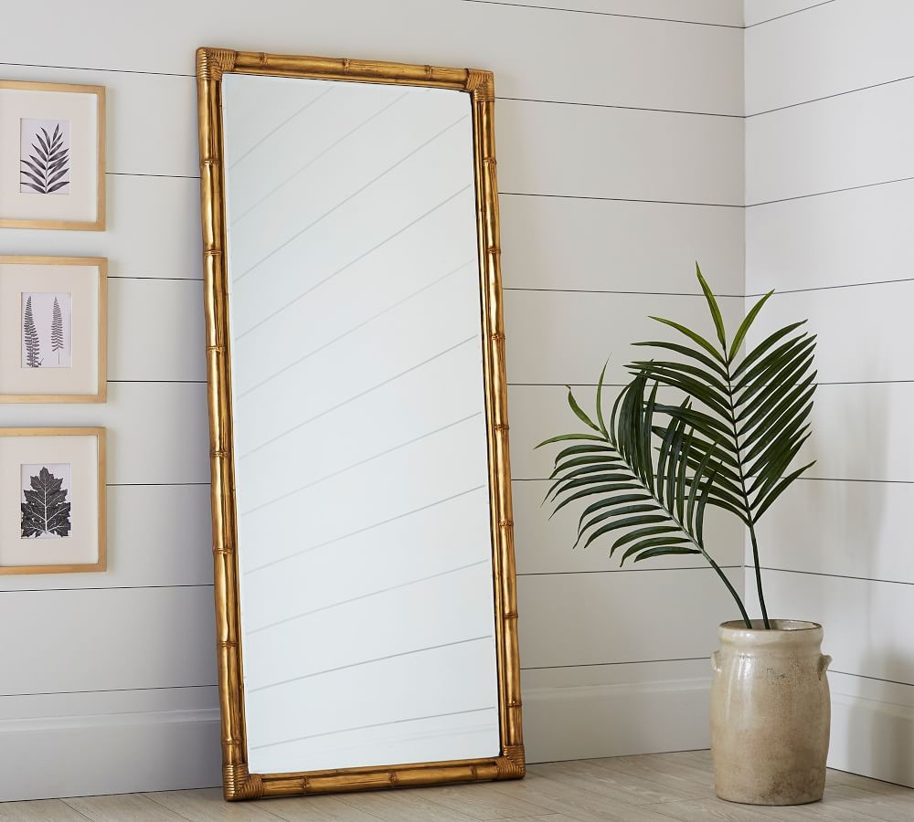 Bamboo Floor Mirror, Gold | Pottery Barn (US)