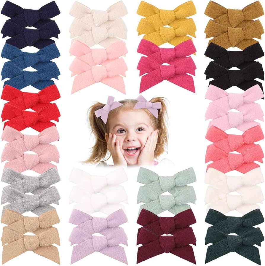 40pcs Baby Girls Hair Bows Clips Wool Felt Alligator Barrettes Hair Accessories for Kids Toddlers... | Amazon (US)