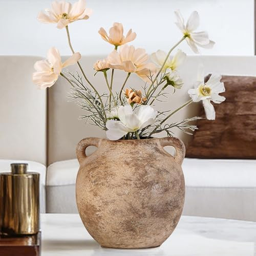 Rustic Vase - Small Vases for Pampas Grass - Farmhouase Decorative Wide Mouth vase for Bouquet, L... | Amazon (US)