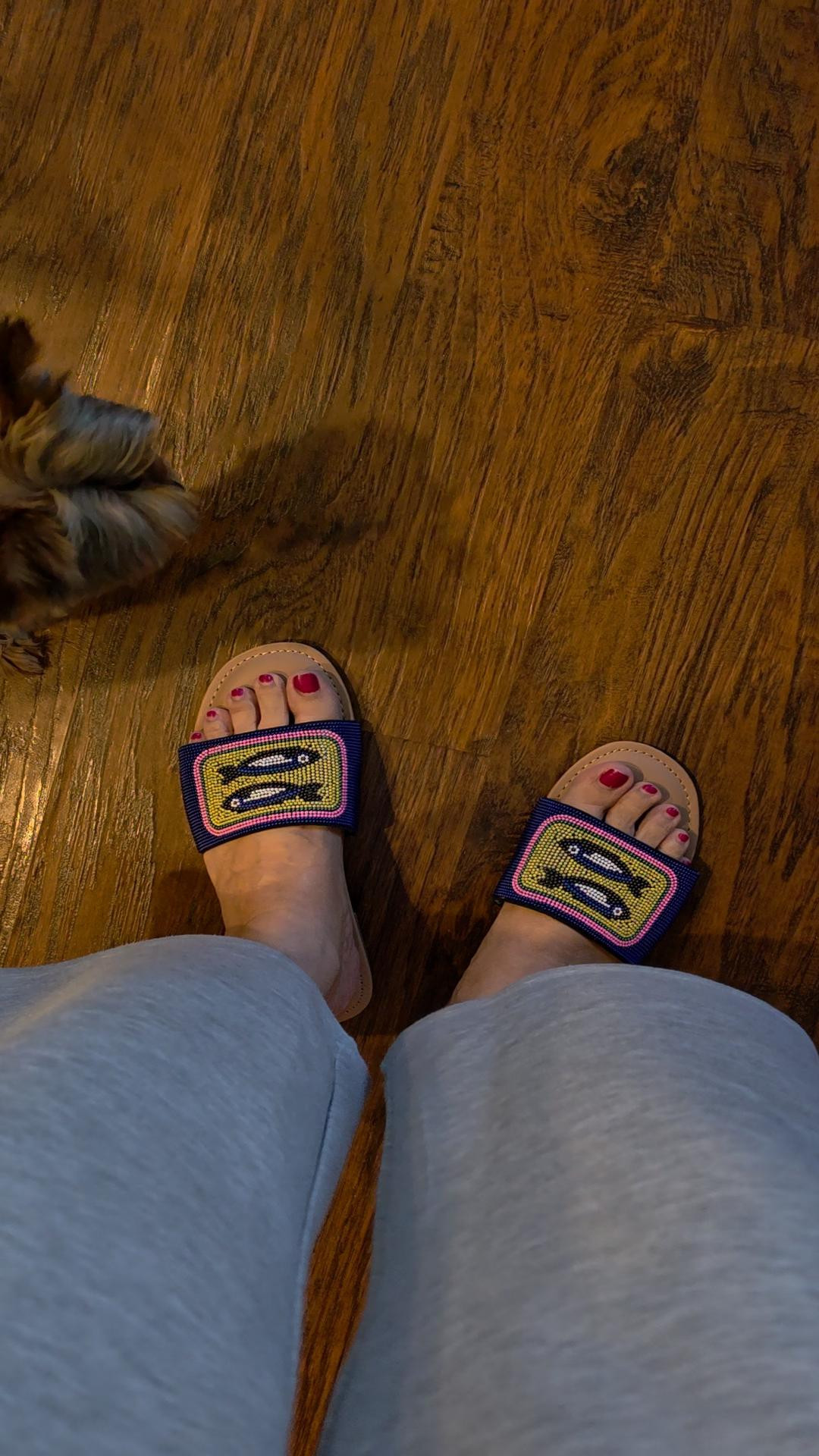 Do you love boutique style clothes, without the boutique prices? These slides are unique and stylish 😎  Grab a pair or 3 or 4! Lol!You'll love it 💖I went up a size in these. #boutiquestyle #over50fashion #midlifefashion #funshoes 

#LTKMothersDay #LTKSwim #LTKActive