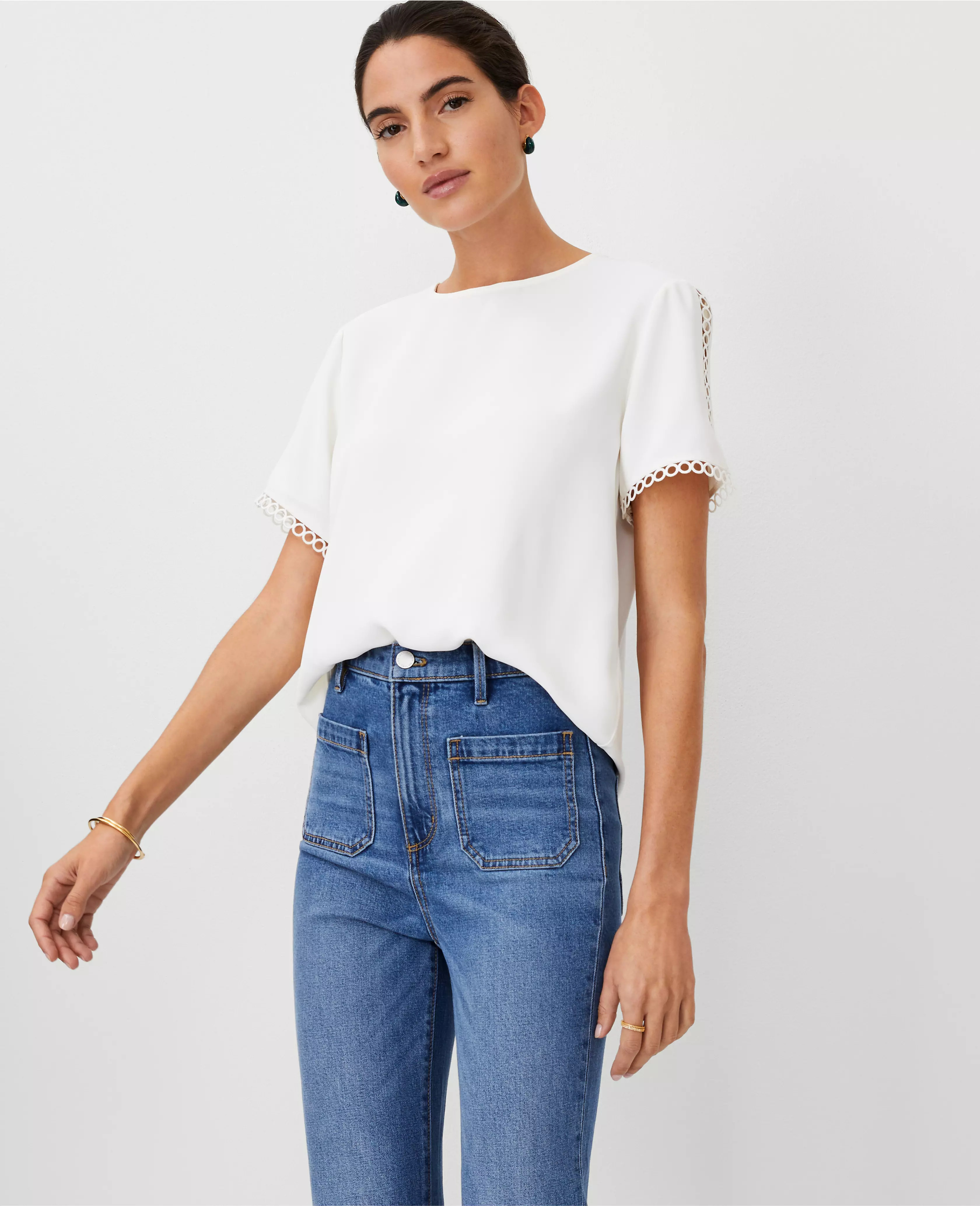 Circle Trim Mixed Media Tee | Ann Taylor (US)