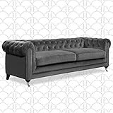 Elle Decor Amery Chesterfield Tufted Sofa, Mid-Century Modern Upholstered Couch with Rolled Arms, Pl | Amazon (US)