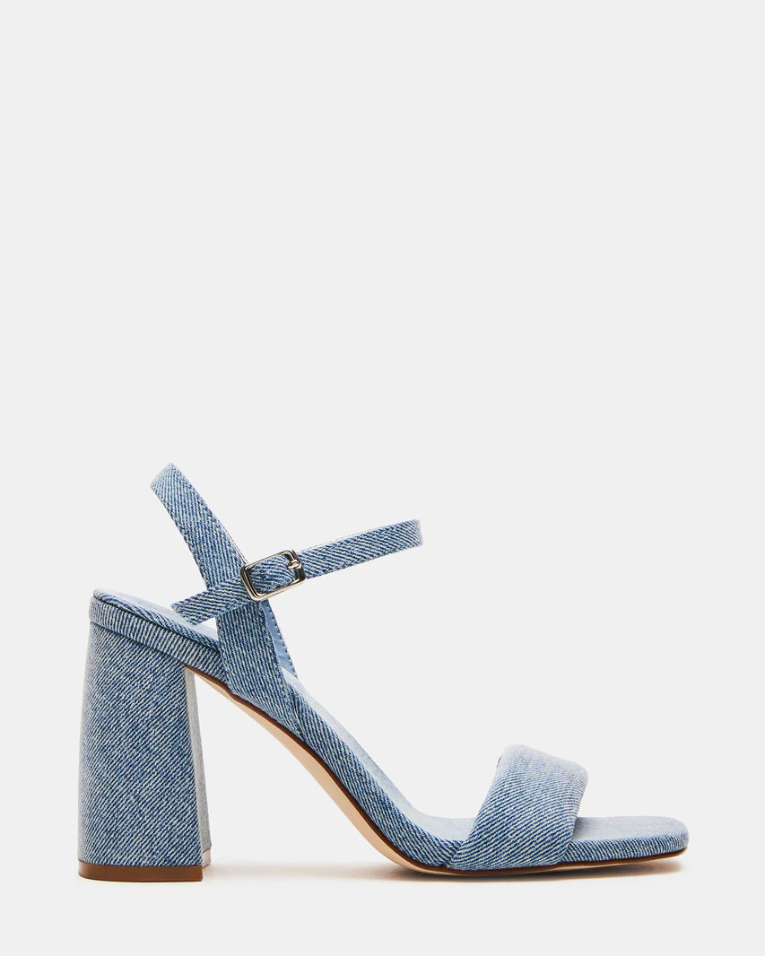 MAREENA Denim Fabric Square Toe Block Heel | Women's Heels | Steve Madden (US)