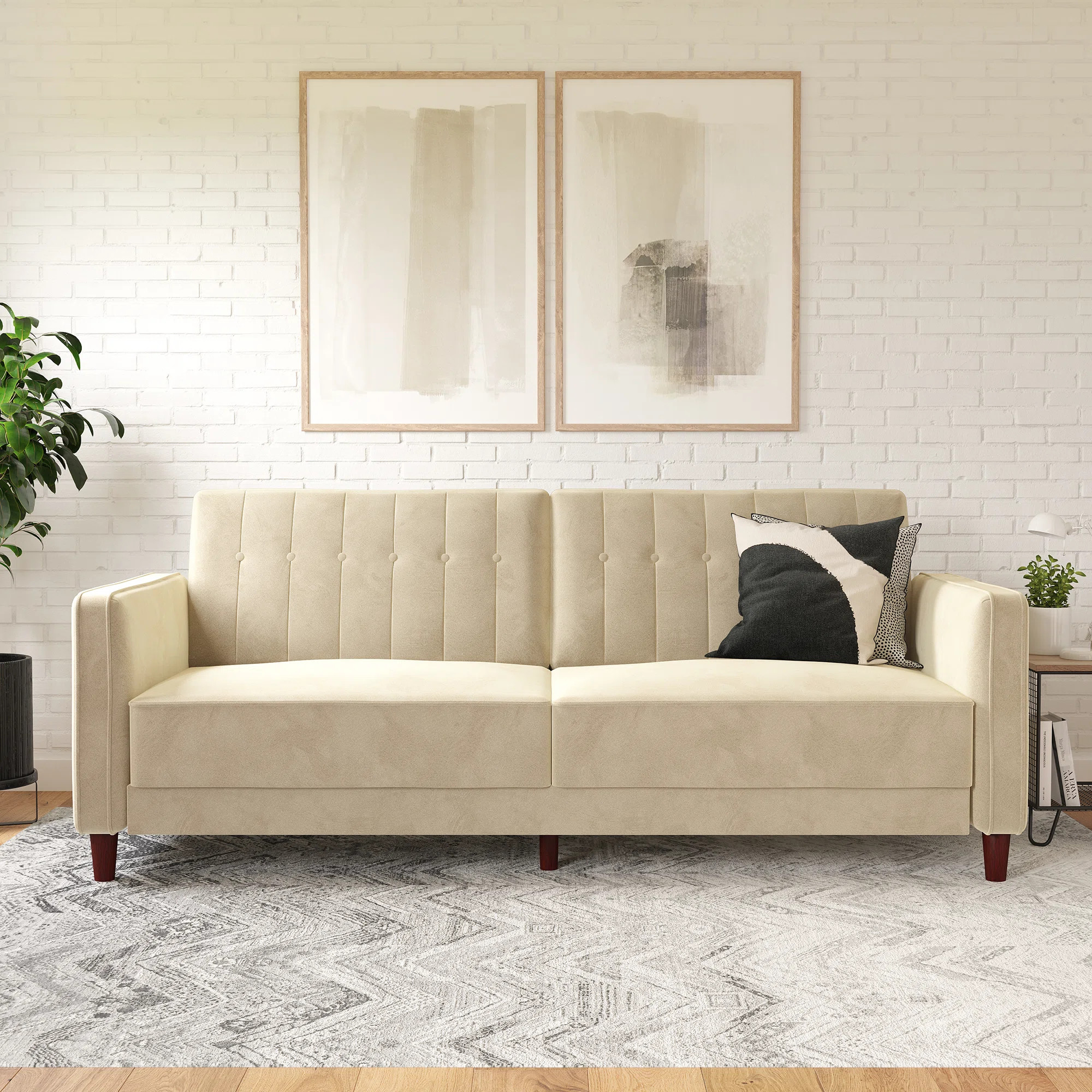 Perdue 81.5" Velvet Square Arm Convertible Sofa | Wayfair North America