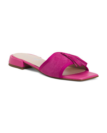 Made In Italy Suede Flat Sandals With Tassel | TJ Maxx