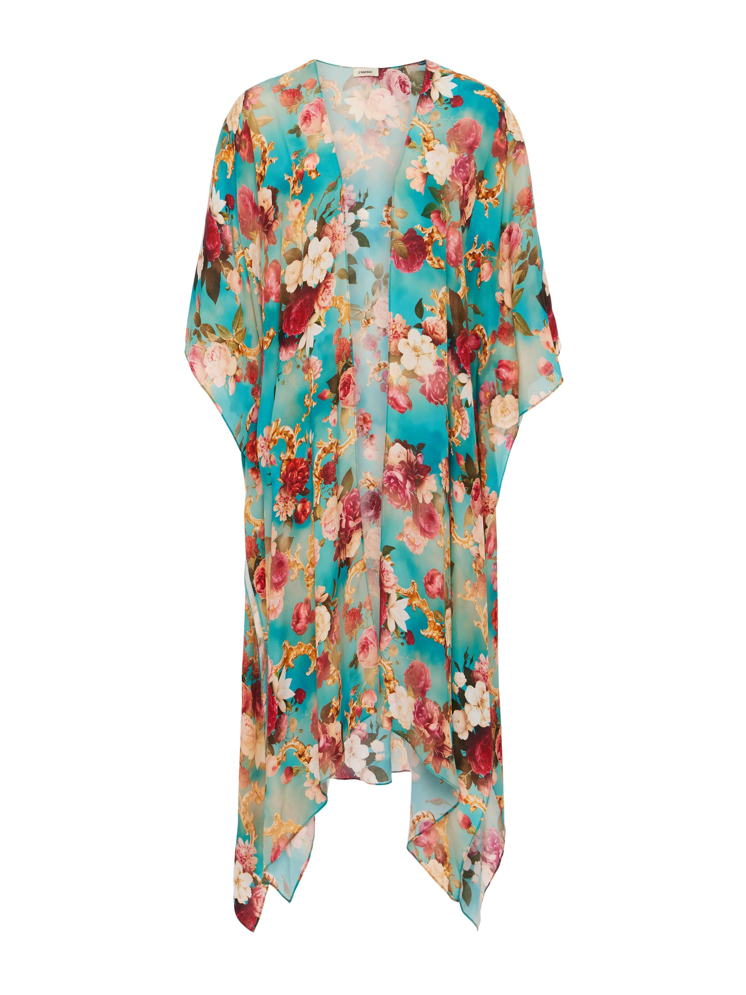 L'AGENCE - Kara Silk-Blend Kimono Cover-up in Multi Floral | L'Agence