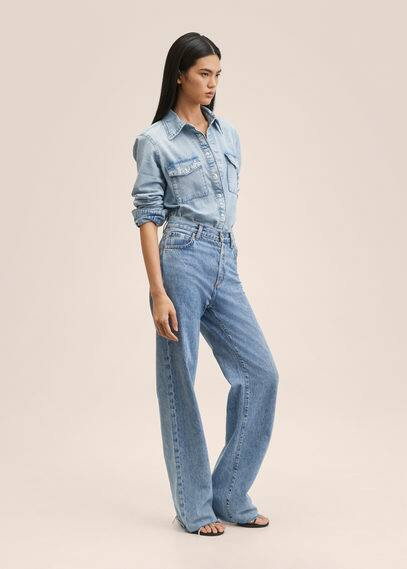 Chest-pocket denim shirt medium blue - Woman - 8 - MANGO | MANGO (UK)