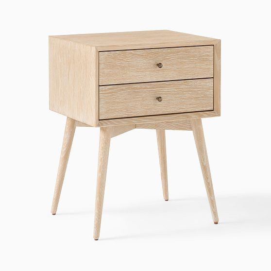 Mid-Century (17.5"") Nightstand, Cerused White | West Elm (US)