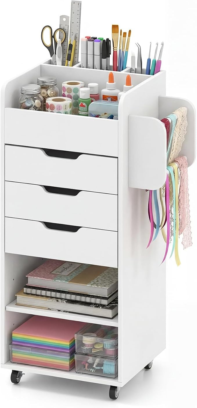 Giantex Craft Storage Cart - Utility Organizer Cart with 3 Drawers, 3 Shelves, 3 Slotted Compartm... | Amazon (US)
