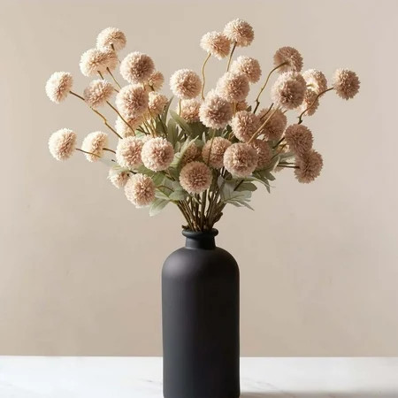 BITOUSHI Artificial Fall Flowers, Faux Kiku Flowers Artificial 10 Stems, Assorted Fake Silk Mums Fall Florals Autumn Decor, Terracotta Mini Floral Balls Faux Stems For Vase - Beige | Walmart (US)