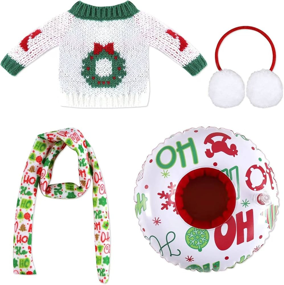 Christmas Elf Doll Accessories Set includes Doll Snow Tube Doll Ear Muffs Doll Scarf Doll Sweater... | Amazon (US)